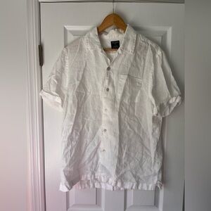 Todd Snyder linen white short sleeve button down shirt size large